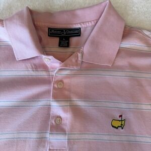 Masters Collection‎ Polo Shirt Men's Medium Pink Striped Golf Pima Cotton